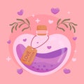 Flat design love potion illustration Vector illustration. Royalty Free Stock Photo