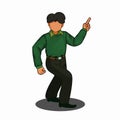 Flat design male character dancing for joy of receiving profit in business for poster and banner illustration