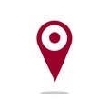 Flat design Map pin red style modern icon, pointer, label, minimal symbol, marker sign, stock illustration