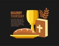 flat design maundy thursday banner on black background