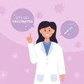 Flat design of medical informative let`s get vaccinated illustration
