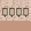 Flat Design Men`s Urinal Row Vector Royalty Free Stock Photo