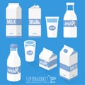 Flat design milk icons