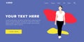 Flat Design Modern Colorful Web Banner and Slider Include Ui Elements With Standing Self-Confidence Woman Silhouette Landing Page