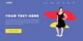 Flat Design Modern Colorful Web Banner and Slider Include Ui Elements With Standing Self-Confidence Woman Silhouette Landing Page