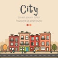 Flat design modern urban landscape and city. Vector illustration Royalty Free Stock Photo