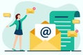 Flat design modern vector illustration concept of e-mail, e-mail marketing, digital marketing Royalty Free Stock Photo