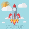Flat design modern vector illustration concept for new business project startup, launching new innovation product, creative start Royalty Free Stock Photo