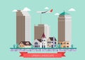 Flat design modern vector illustration icons set of urban landscape and city life. Royalty Free Stock Photo