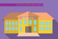 Flat design modern vector illustration of school building icon set, with long shadow on color background Royalty Free Stock Photo