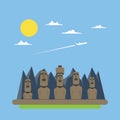 Flat design of Moei statues