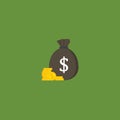 Flat Design of Moneybag With US Dollar Sign