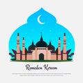 Flat Design Mosque in Islamic Ramadan Moment