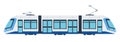 Flat design municipal, city electric tram vector icon.