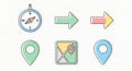 Flat Design Navigation and Location Vector Icons Set Royalty Free Stock Photo