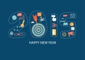 Flat design 2015 new year icons set of website SEO optimization