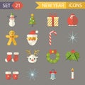 Flat Design New Year Symbols Christmas Accessories