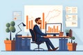 flat design of office man satisfy,with growth stockmarket by Generative AI