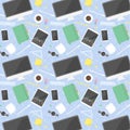 Flat design office objects - seamless pattern Royalty Free Stock Photo