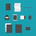 Flat Design of office Stuff like a Paper, Tablet, Folders and ot