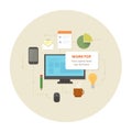 Flat design office work pictograms set