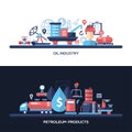 Flat design oil and gas industry website headers banners set Royalty Free Stock Photo