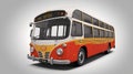 flat design of one retro vintage bus, onÃÂ§a pintada colorful shades, AI Generative