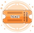 Flat design orange ticket stub icon for event access and entertainment Royalty Free Stock Photo