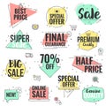 Flat design origami Labels - Outline style 4 Royalty Free Stock Photo