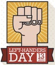 Rising Left Fist in Flat Style for Left Handers Day, Vector Illustration