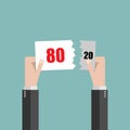 Flat design Pareto principle 80/20 rule, law of the vital few or principle of factor sparsity concept Royalty Free Stock Photo