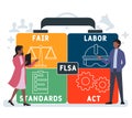 Flat design with people. FLSA - fair labor standards act acronym.