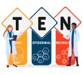 Flat design with people. TEN - Toxic Epidermal Necrolysis acronym, medical concept.