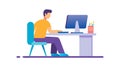 Flat Design Person Working on Computer for Productivity, vector design Generative AI Royalty Free Stock Photo