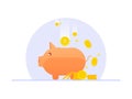 Flat design Piggy bank with coins on isolated white background, Investment, Saving money concept with piggy bank, piggy bank icon Royalty Free Stock Photo