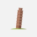 Flat design Pisa Tower vector illustration, tower icon, isolated on white background Royalty Free Stock Photo