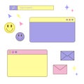 flat design pop ups, pc pop up window pastel color, adorable envelope,