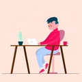 Flat design Professional man using laptop