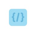 Flat Design Programming Code Curly Bracket Symbol Icon in Blue Pastel Color Royalty Free Stock Photo