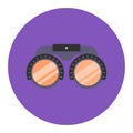 Flat design purple circular binoculars icon on a purple background. Compact binoculars, optics equipment vector Royalty Free Stock Photo