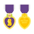 Flat design purple heart medal