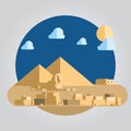 Flat design pyramid and sphinx in Egypt illustrati Royalty Free Stock Photo