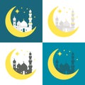 Flat design Ramadan background set