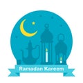 Flat design Ramadan teapot and lanterns