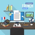 E-learning French language. Royalty Free Stock Photo