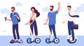 Men and women with hoverboard Royalty Free Stock Photo