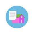 Flat Design Realty Icon Home with Document. Vector