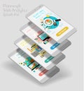 Flat design responsive UI mobile app with 3d mockups