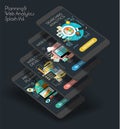 Flat design responsive UI mobile app with 3d mockups Royalty Free Stock Photo