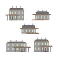 Flat design of retro and modern city houses. Old buildings, skyscrapers. colorful cottage building. Royalty Free Stock Photo